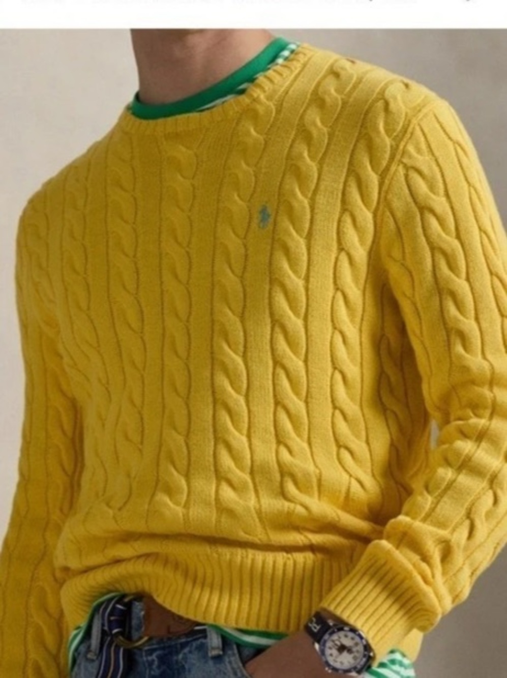 Polo Ralph Lauren Cotton Cable-Knit Sweater Yellow Small